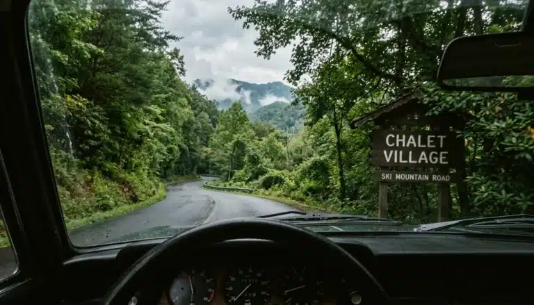 Winding Ski Mountain Road showing how far Chalet Village is from downtown Gatlinburg