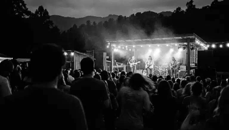 Crowd at a local Gatlinburg music event, capturing what to do in Gatlinburg that isn't touristy