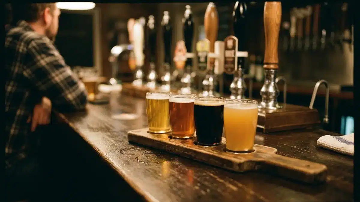Beer flight at a Gatlinburg brewery, part of brewery tours Gatlinburg visitors plan